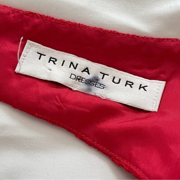 Trina Turk Red Eyelet Dress Size 6 Peekaboo Back Cut Out - Picture 5 of 12